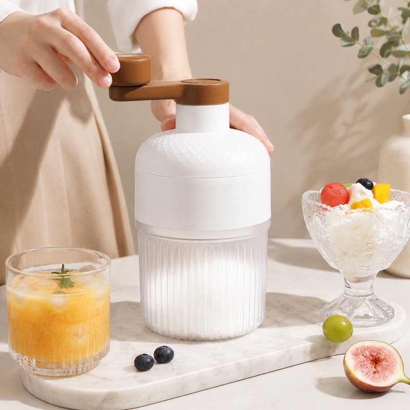 Home Cooking Recipes - ポータブル手動アイスシェーバー、スノーコーンメーカー、手回し式アイスクラッシャー、アイストレイ付き、家庭用キッチン向け