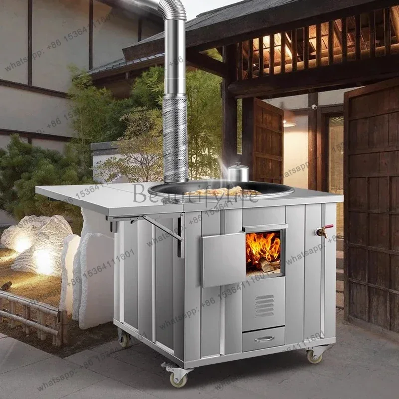 Home Cooking Heater - LSステンレス製薪ストーブ、パティオヒーター、北欧風キッチン、調理用煙突、バーベキューグリル、家庭用・庭用。