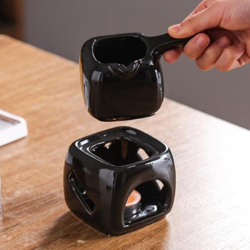 Fondue Pot Ceramic - チョコレートやバターを簡単に温められるコンパクトなアロマセラピー オイル バーナー