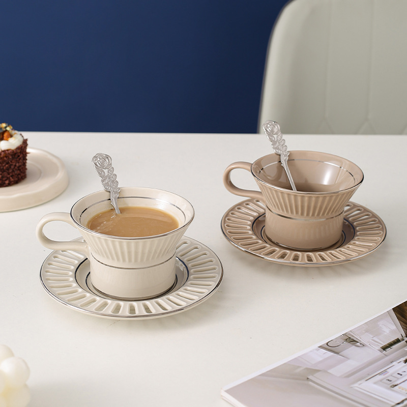 Home Cooking Recipes - 高級セラミックコーヒーカップ皿北欧ホームメイクコーヒーカップセット高美容アフタヌーンティーカップ水カップ
