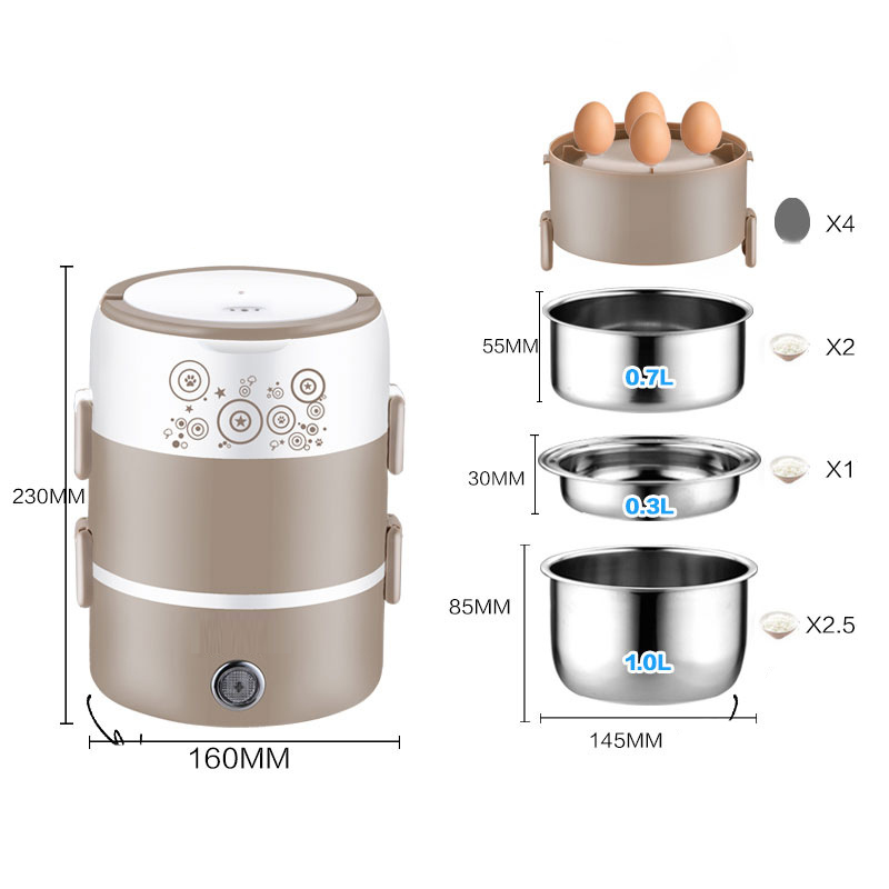 220vステンレス製電気加熱ランチボックス,オフィスおよび家 - Home Cooking Heater のレビューと価格