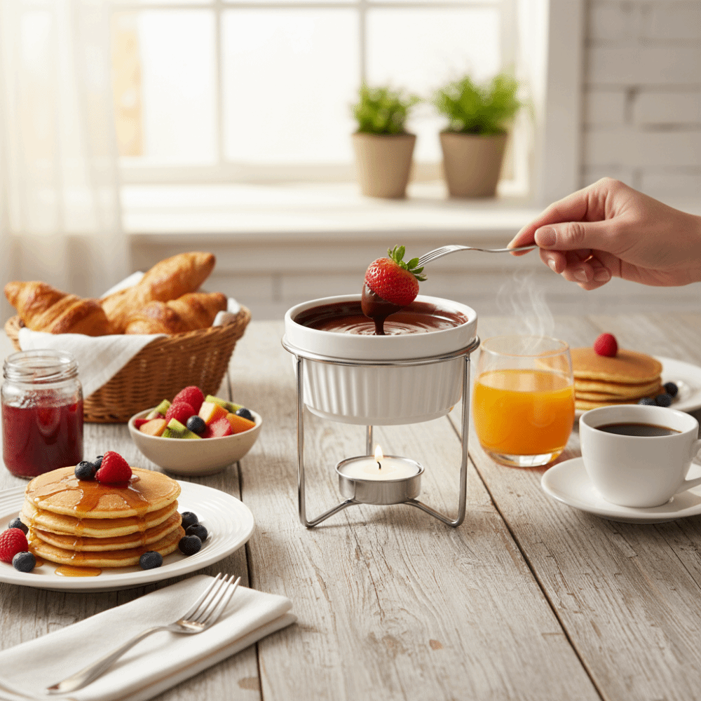 セラミック製バター加熱器、フォンデュ鍋、安定した金属製スタン - Fondue Pot Ceramic のレビューと価格
