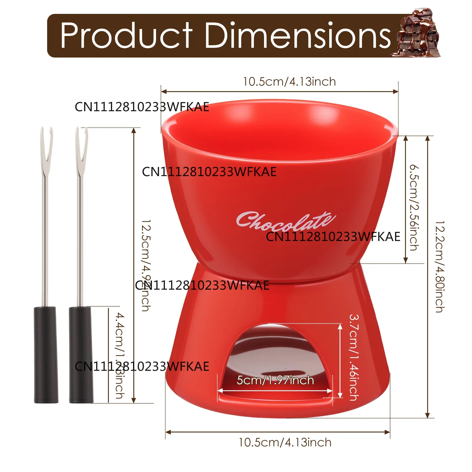 セラミック製のチョコレート用ウォーマーカップとフォークのセッ - Fondue Pot Ceramic のレビューと価格