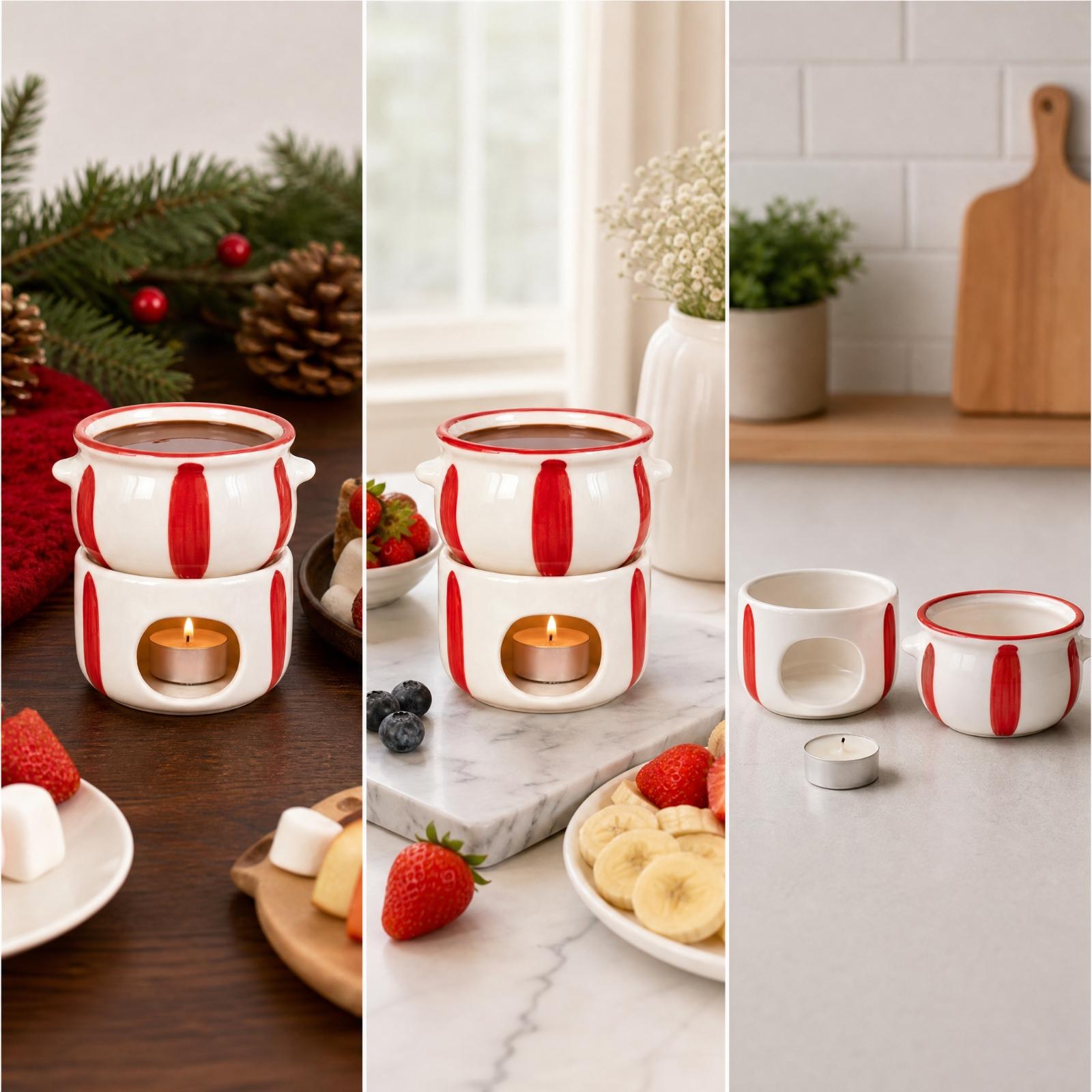 手描きのセラミック製チョコレートフォンデュポット。フルーツに - Fondue Pot Ceramic のレビューと価格