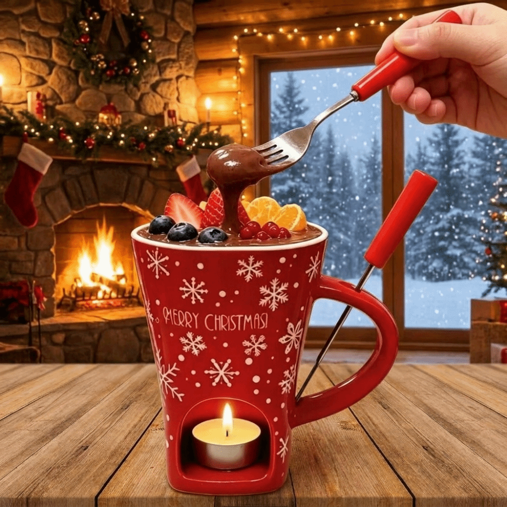 セラミック製チョコレートメルティングカップ（フォーク付き）耐 - Fondue Pot Ceramic のレビューと価格
