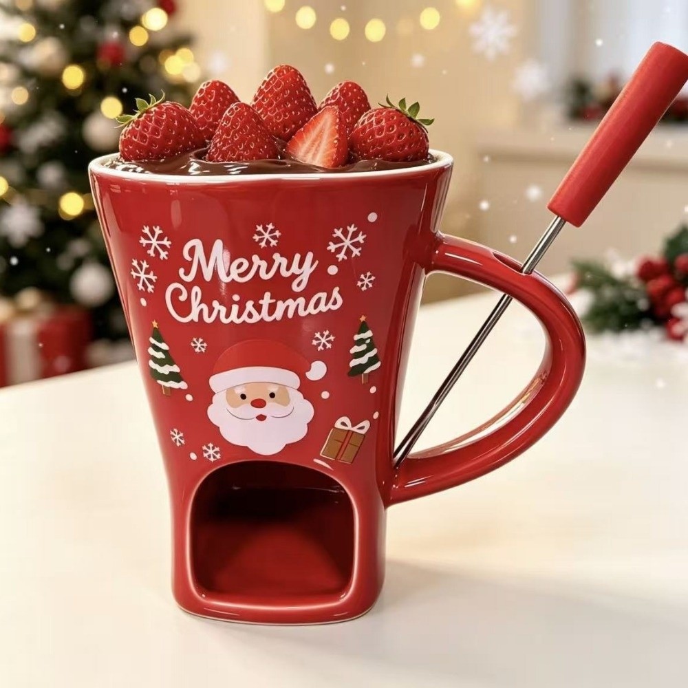 セラミック製チョコレートメルティングカップ（フォーク付き）耐 - Fondue Pot Ceramic のレビューと価格