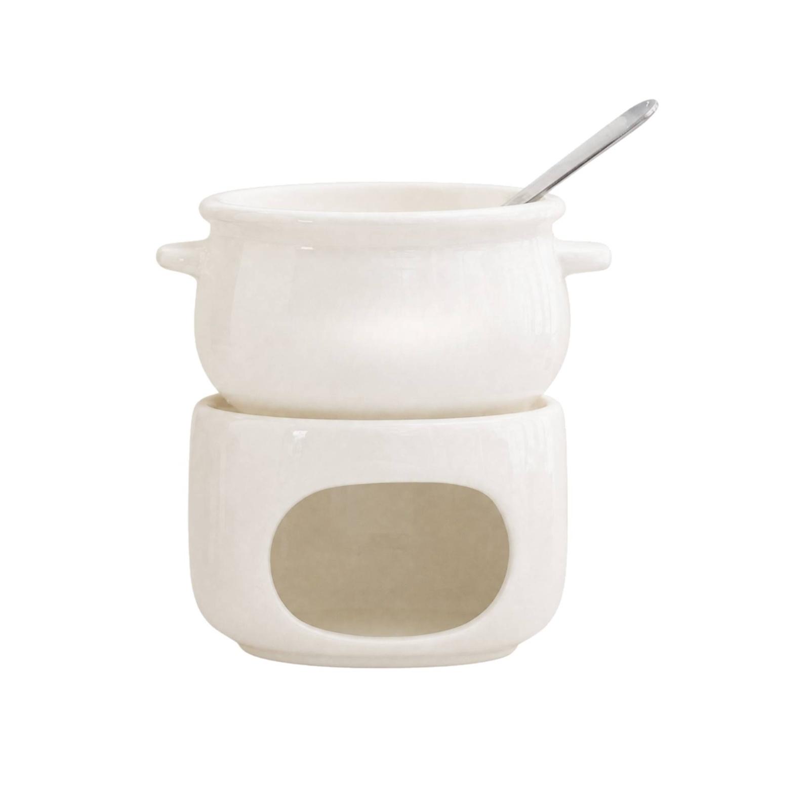 キャンドルで温めるセラミック製の溶かし器。フォーク付き。スイ - Fondue Pot Ceramic のレビューと価格