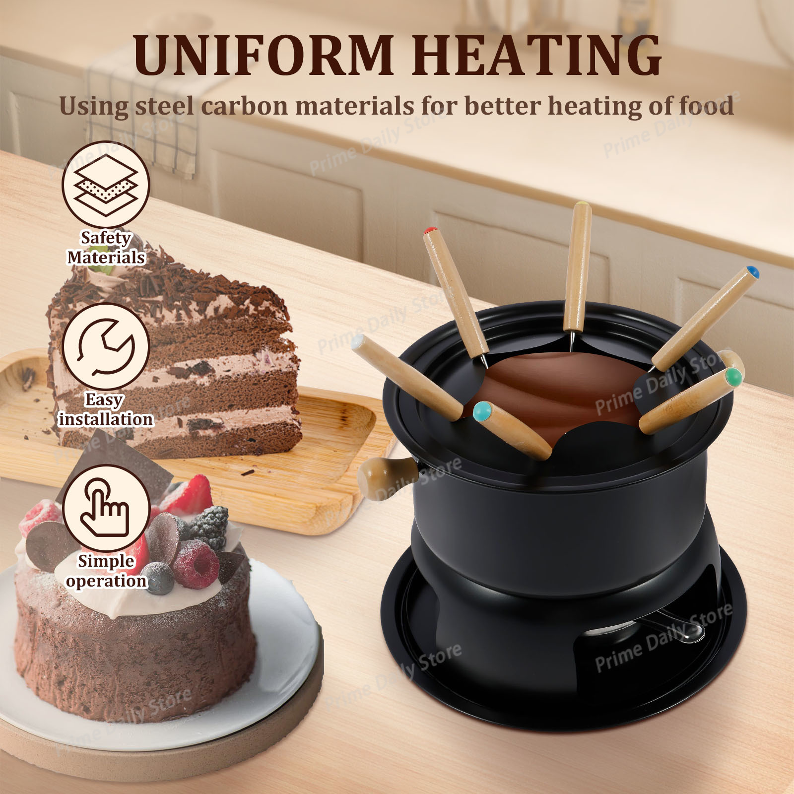セラミック製チョコレートフォンデュポット（フォークとキャンド - Fondue Pot Ceramic のレビューと価格