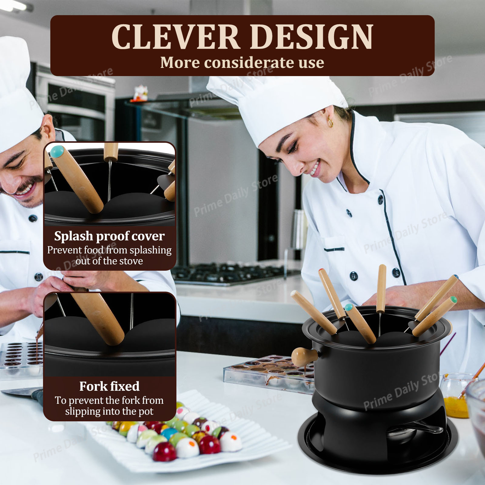 セラミック製チョコレートフォンデュポット（フォークとキャンド - Fondue Pot Ceramic のレビューと価格