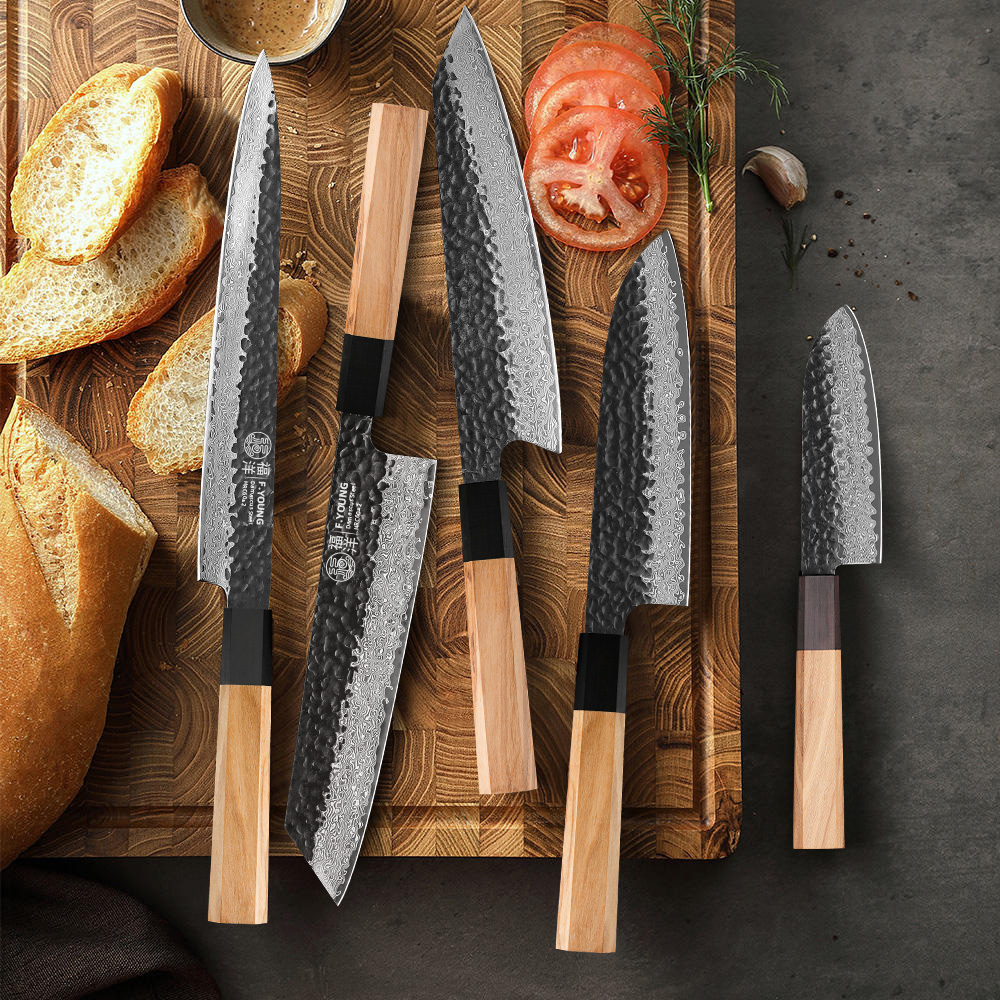 F.YOUNG ダマスカス鋼包丁日本手鍛造シェフナイフ野菜ス - Wok Carbon Steel のレビューと価格
