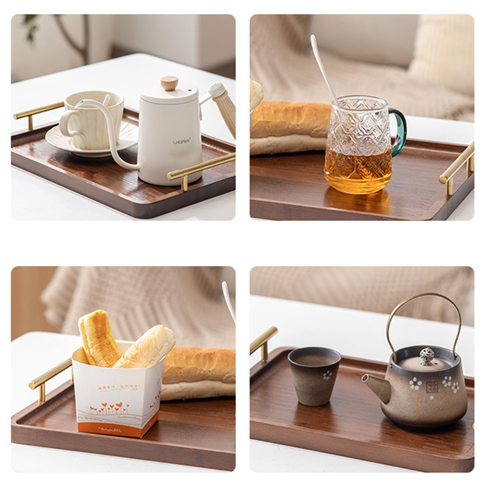 ハンドル付き木製サービングトレイ竹製ティートレイ朝食コーヒー - Home Cooking Recipes のレビューと価格