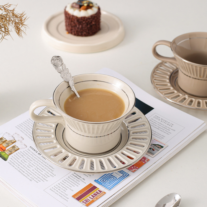 高級セラミックコーヒーカップ皿北欧ホームメイクコーヒーカップ - Home Cooking Recipes のレビューと価格